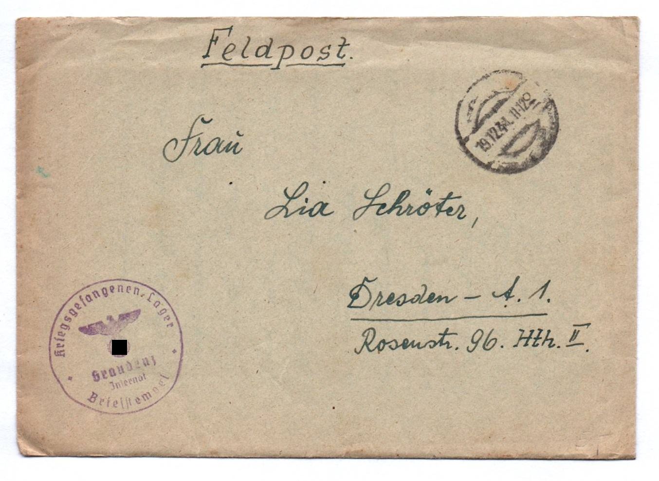 Feldpostbrief Stempel Kriegsgefangenen Lager Graudenz Internat 1941 Inhalt