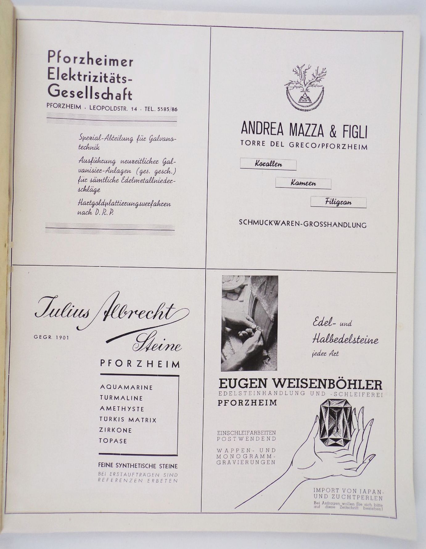 Neuheiten im Schmuck 1930 er Willy Marton Pforzheim Goldschmiede Musterbuch Katalog