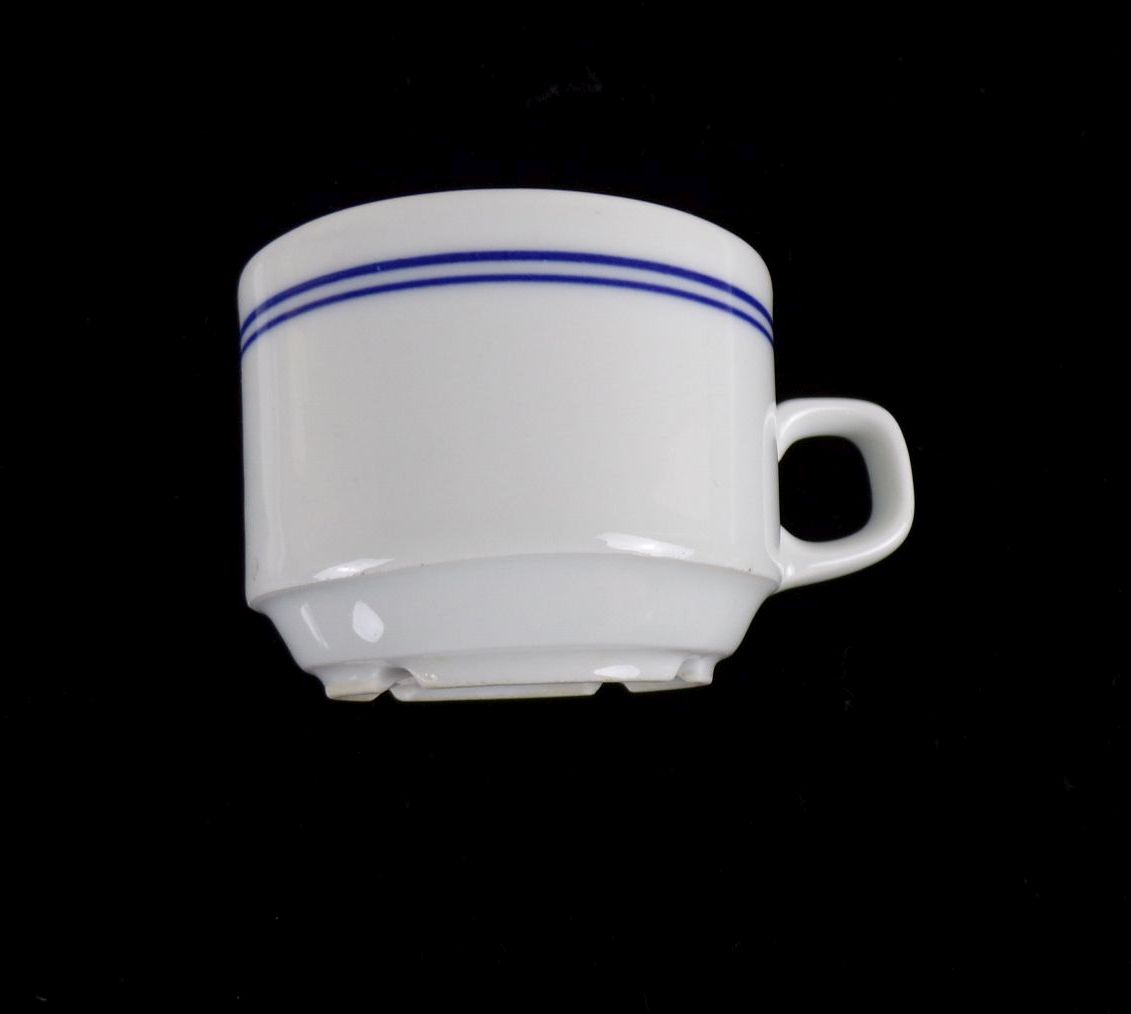 Kaffeegedeck 4 x Tasse Untertasse Blau Weiß wohl Mitropa 