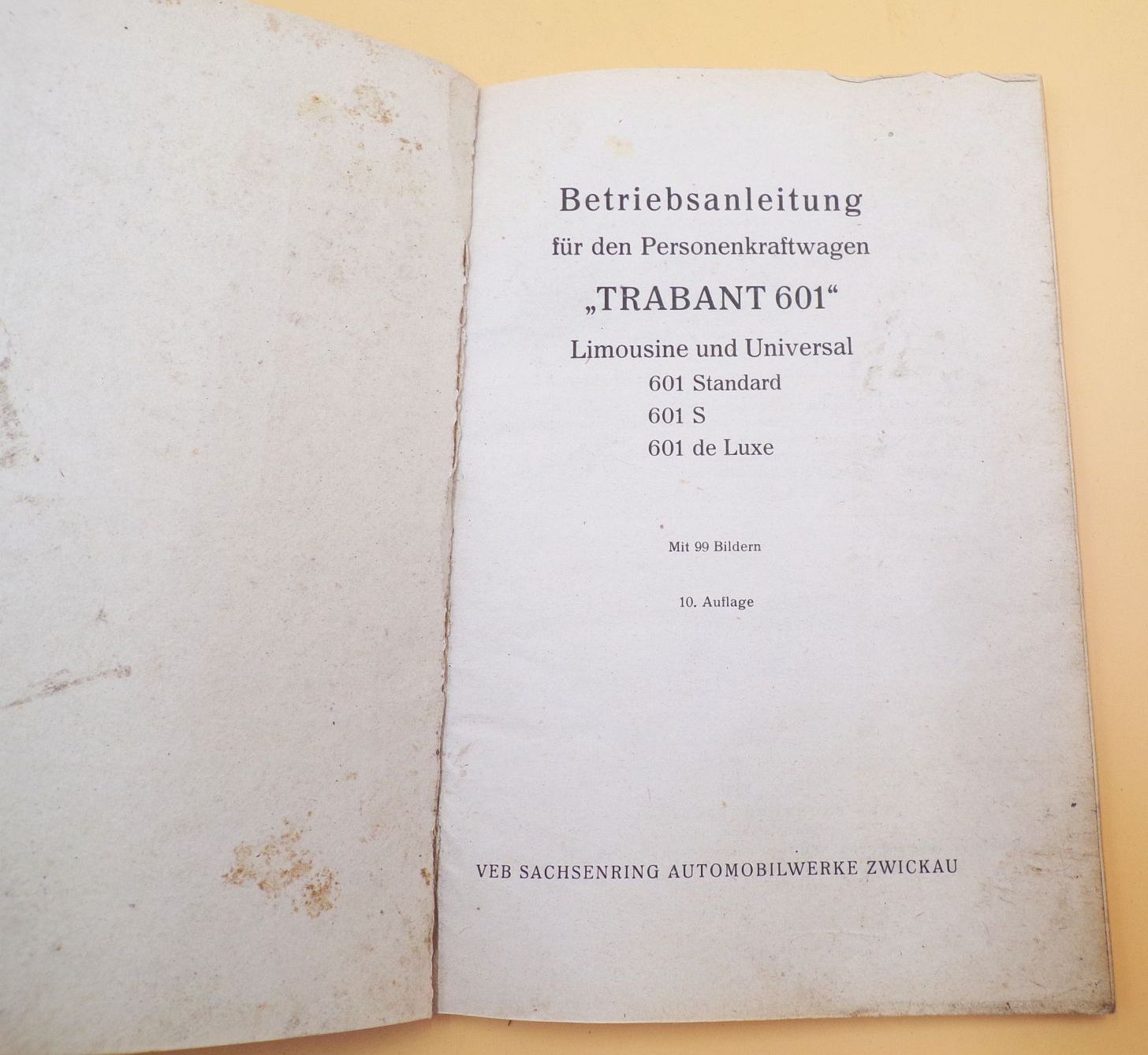 Bedienungsanleitung Trabant 601 Ausgabe 1970 DDR GDR Original Bedienungsanleitung Trabant 601 Ausgabe 1970 DDR GDR Original
