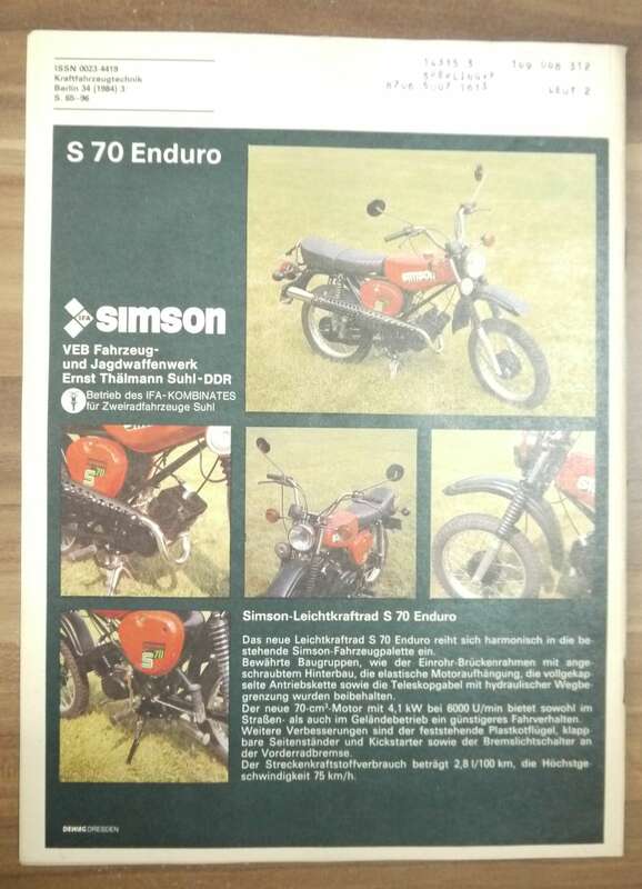 KFT IFA Simson Weltbeste Fabrikmannschaft März 1984 Die neue MZ Scheibenbremse