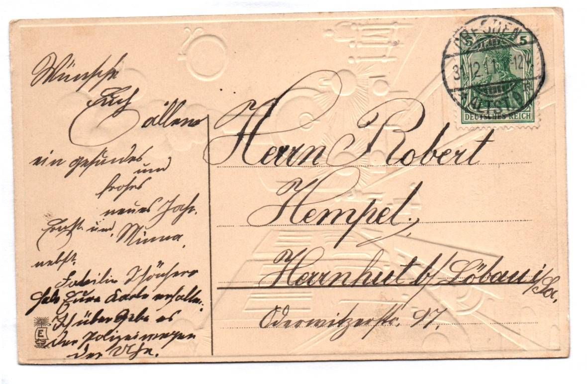 Ak Dampflok fährt in Bahnhof ein Neujahr geprägte Postkarte 1911