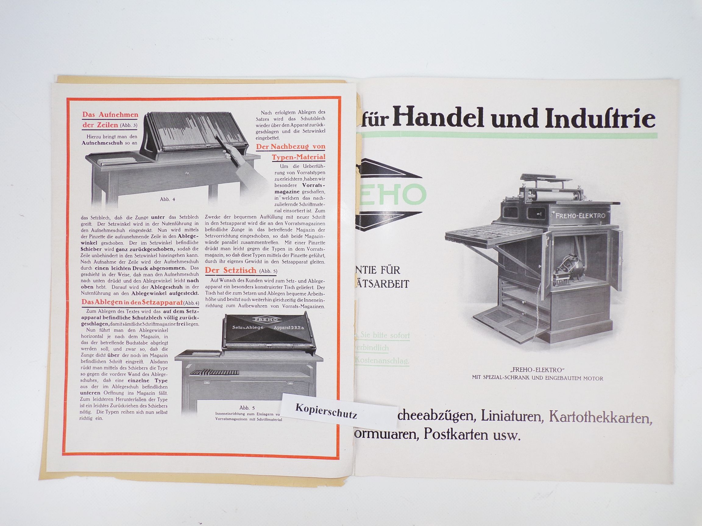 Prospekt FREHO Büro Falzmaschine Hoffmann u Co Berlin um 1930