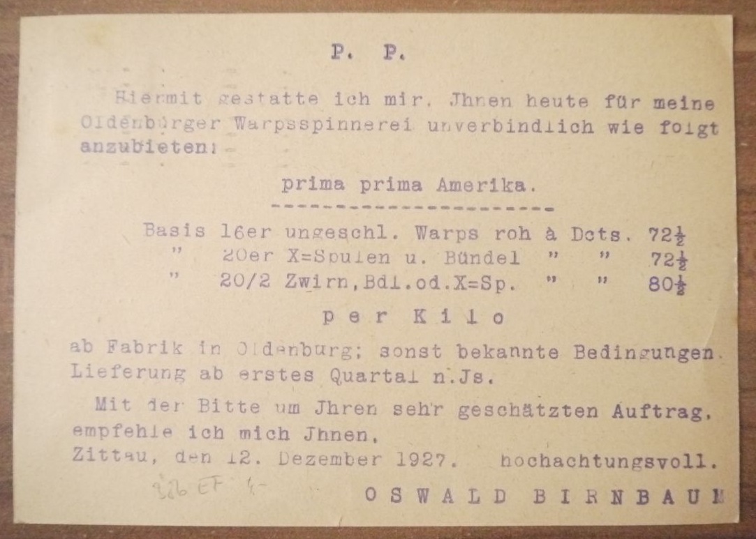 Drucksache 1927 Oswald Birnbaum Zittau