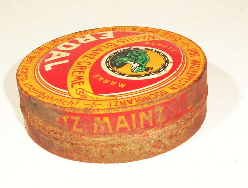 Alte Erdal Blechdose Wachs Glanz Creme Frosch 1930er Deko Reklame
