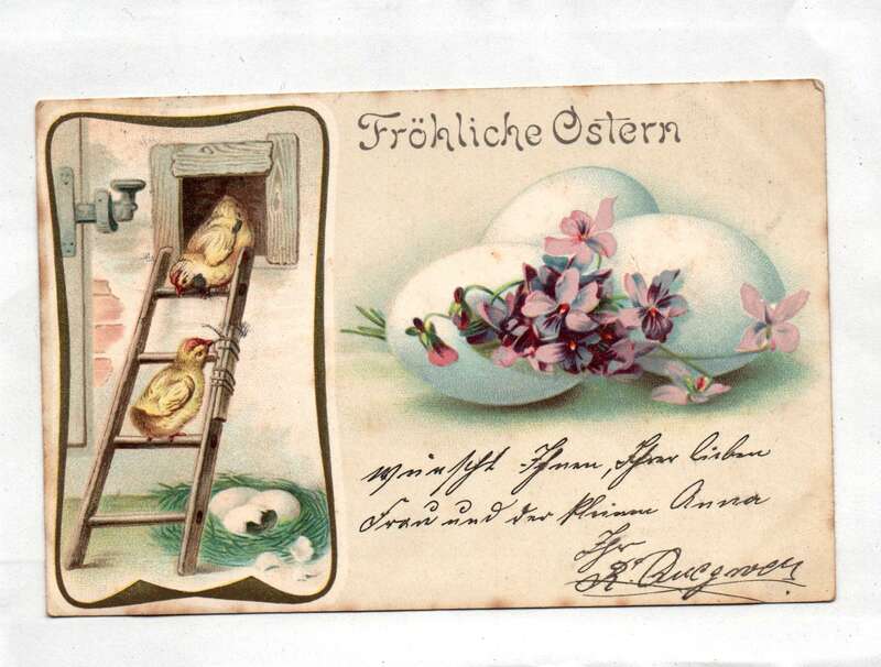Glückwunch Ak Fröhliche Ostern Küken Ostereier 1909