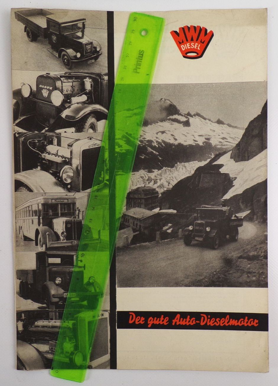 Altes Prospekt MWM Diesel Motor Dieselmotor um 1940 Oldtimer