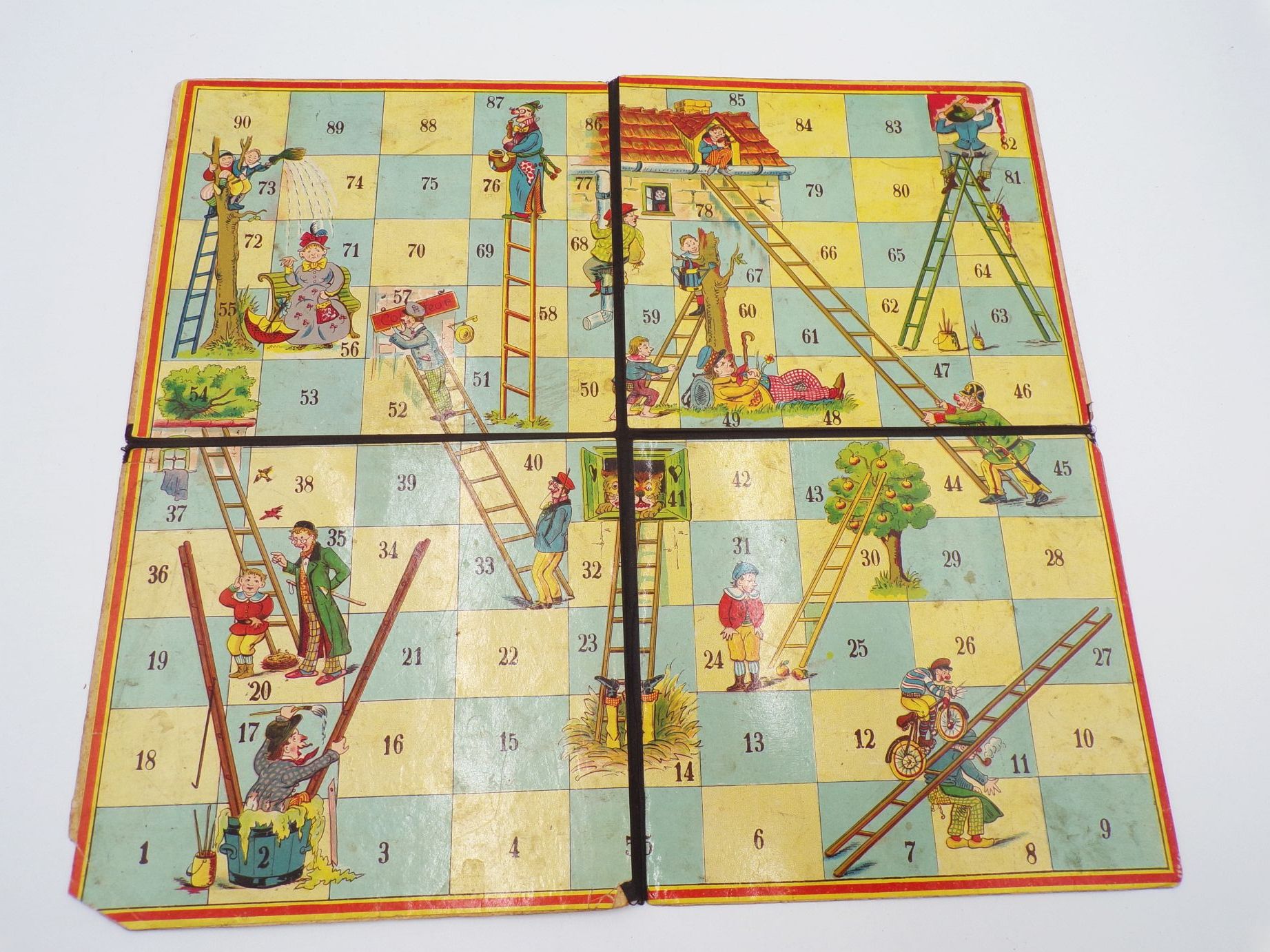 Alter Spielplan Das lustige Leiterspiel um 1900 Spielbrett Alter Spielplan Das lustige Leiterspiel um 1900 Spielbrett