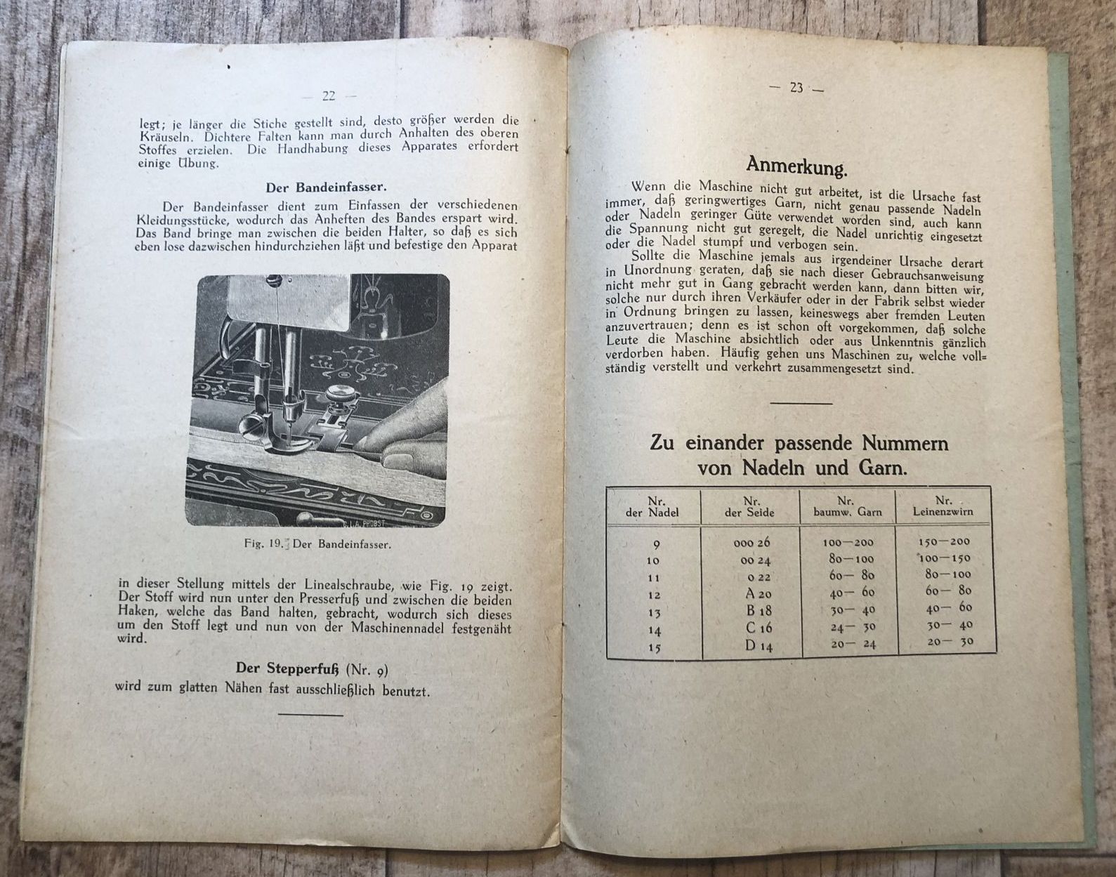 Original Anleitung mit Illustrationen Dürkopp N Nähmaschine