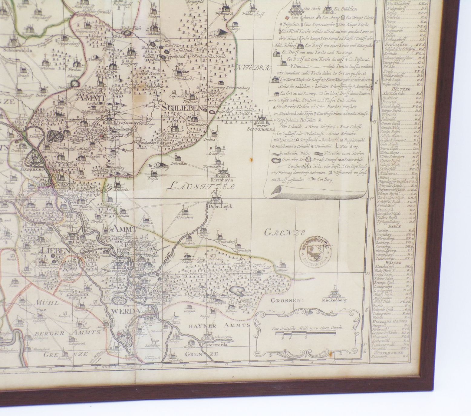 Alte Landkarte Liebenwerda und Schlieben circa 1753 Petrus Schenk