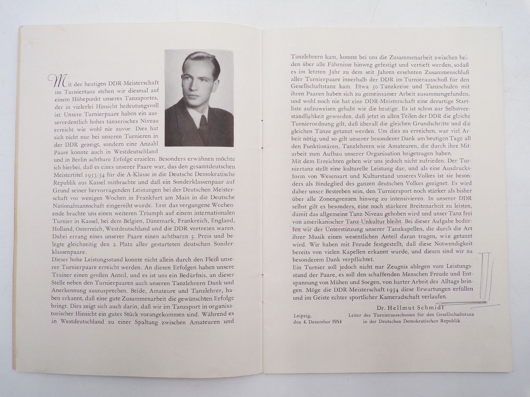 Programmheft DDR Meisterschaft 1954 Tanzen Programmheft DDR Meisterschaft 1954 Tanzen