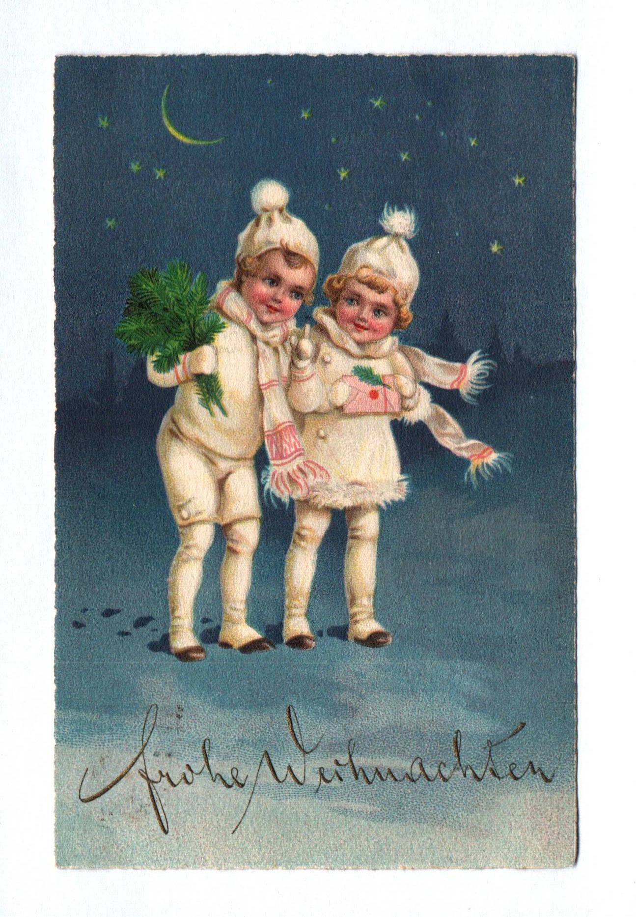 Ak Frohe Weihnachten Mädchen Kinder mit Brief und Zweigen 1927 Ak Frohe Weihnachten Mädchen Kinder mit Brief und Zweigen 1927