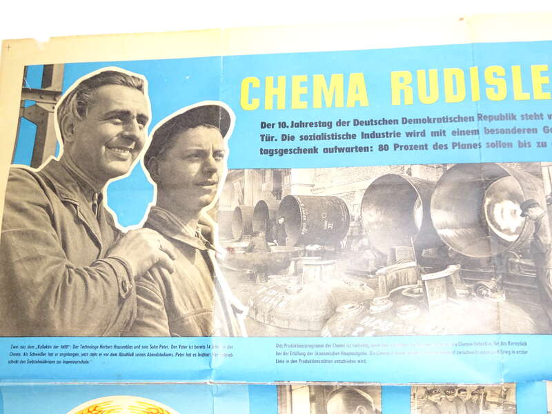 DDR Plakat Maschinenbau Rudisleben Arnstadt DDR 1959 Planerfüllung