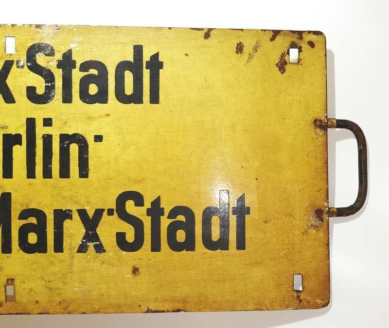 Altes Zuglaufschild Karl - Marx - Stadt nach Berlin Schnellverkehr Vintage !