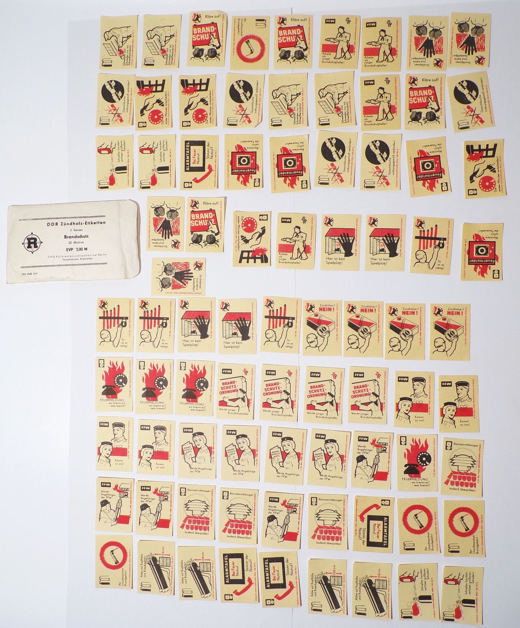 DDR Zündholz Etiketten Brandschutz Streichholzetiketten 1969 