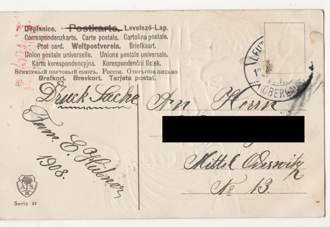 Litho Ak Hahn mit Henne Fröhliche Ostern stark geprägt