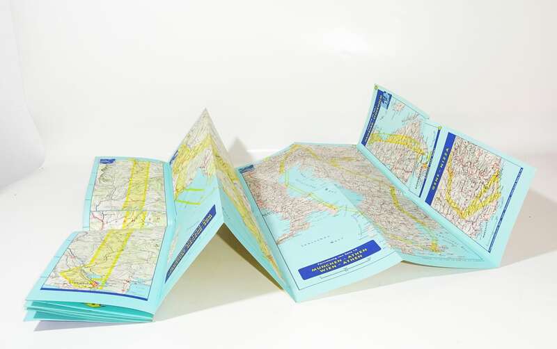 Lufthansa Fluggast Streckenkarte 1960er Faltkarte