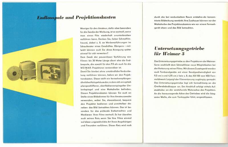 Prospekt Weimar 3 Schmalfilmprojektor 1960er DDR Filmapparat