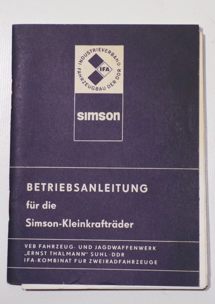 Betriebsanleitung Simson Kleinkrafträder 1981 DDR 