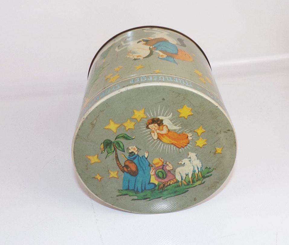 Alte Blechdose Haeberlein Metzger Lebkuchen Weihnachten Motiv 1960er 