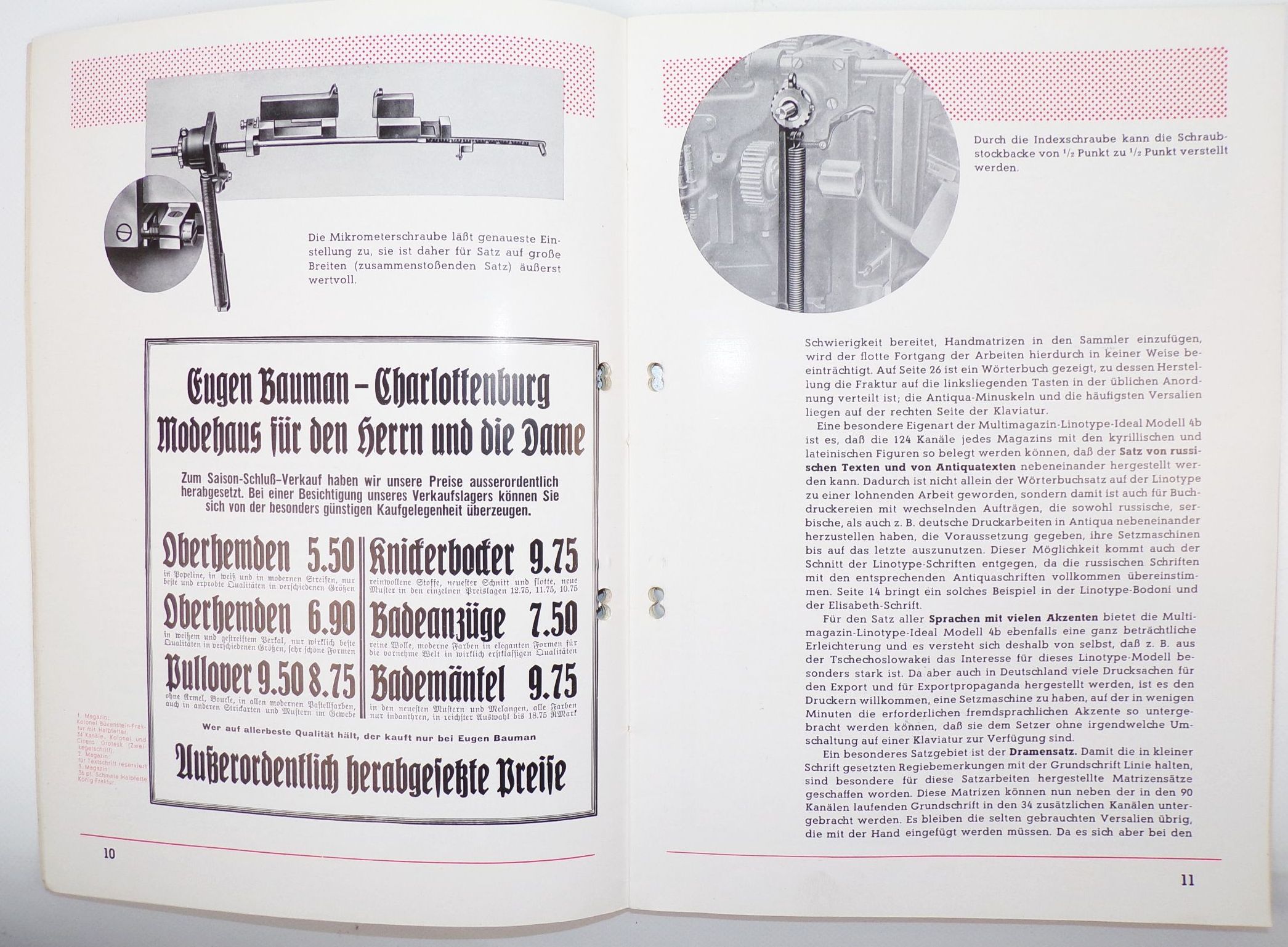 Mergenthaler Setzmaschinen Fabrik Buchdrucker Maschinen Reklame alte Broschur