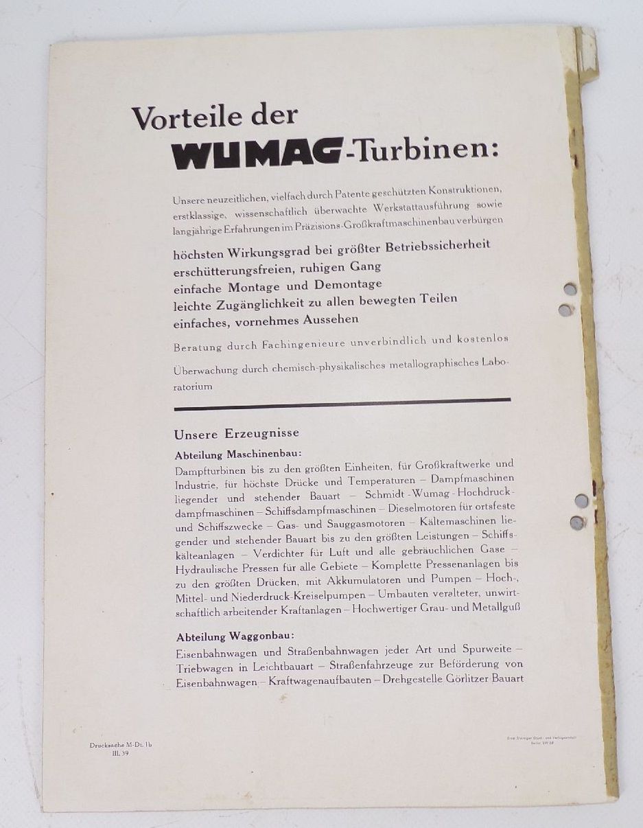 Wumag Görlitz Dampf Turbinen Dieselmotoren um 1933 Konvolut