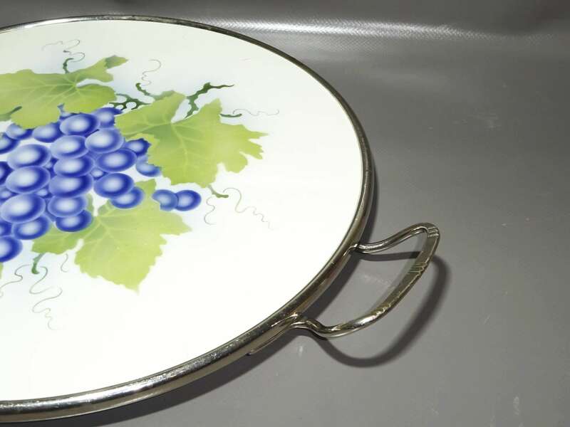 Jugendstil Tortenplatte BMF Porzellan Traube Weintraube Dekor um 1910