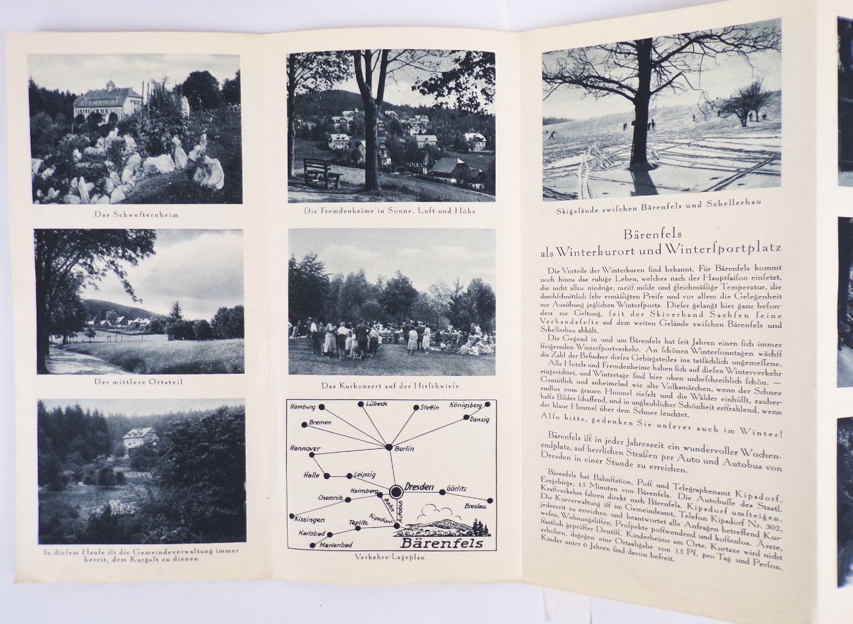 Bärenfels der Höhenluftkurort im Ost Ergebirge altes Reise Prospekt um 1935