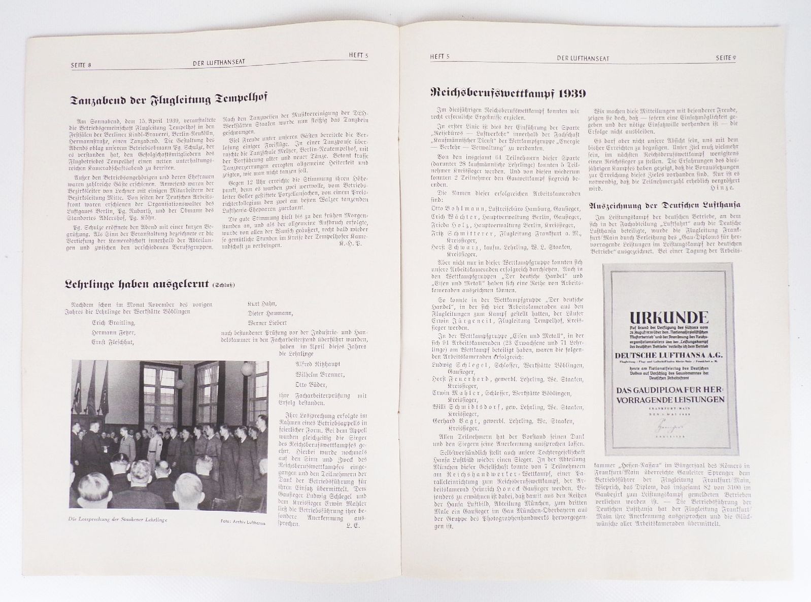 Der Lufthanseat Werkzeitschrift Deutsche Lufthansa 1939 Heft 5
