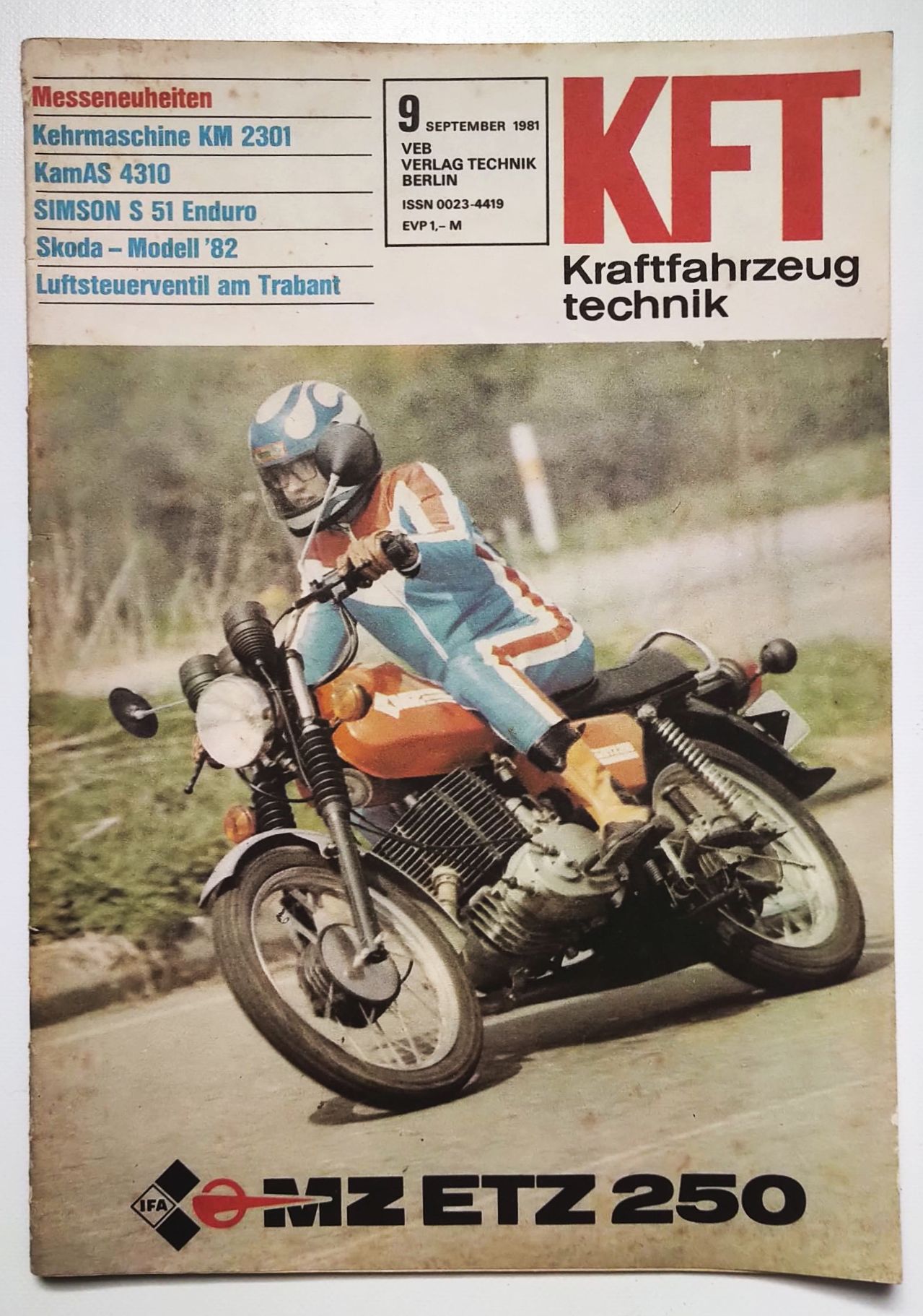 KFT Nr 9 MZ ETZ 250 Motorrad DDR Kraftfahrzeugtechnik 1981 Zeitschrift KFT Nr 9 MZ ETZ 250 Motorrad DDR Kraftfahrzeugtechnik 1981 Zeitschrift