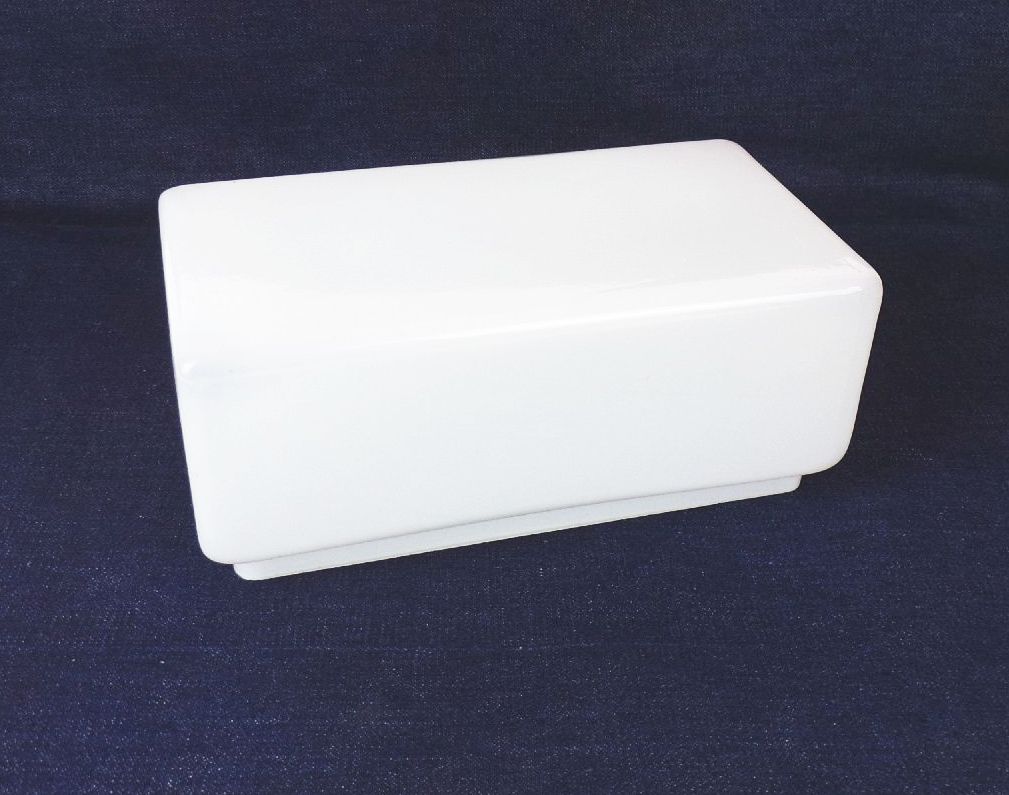 Altes Lampenglas Rechteck Weiß Opalglas Bauhaus Wagenfeld Lampenschirm