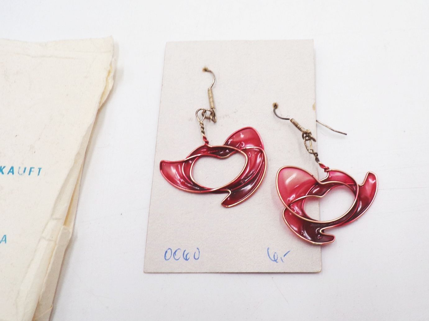 Modeschmuck DDR rot Anhänger Ohrschmuck KG Pirna OVP