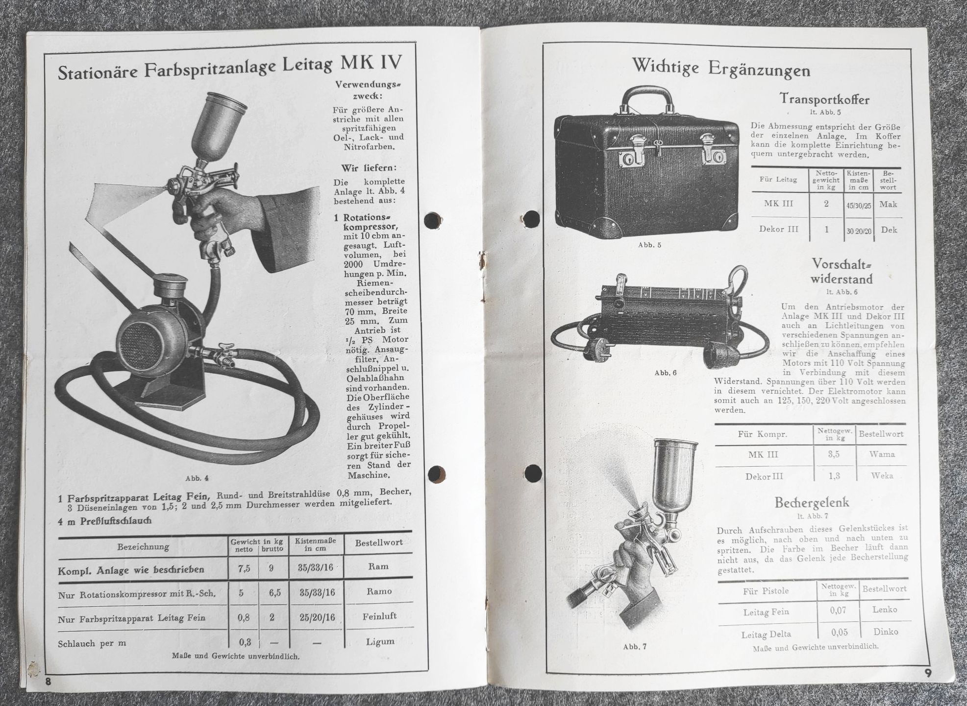 Klein Farbspritz Anlagen Leipziger Tangier Werk AG Heft Werbung Klein Farbspritz Anlagen Leipziger Tangier Werk AG Heft Werbung