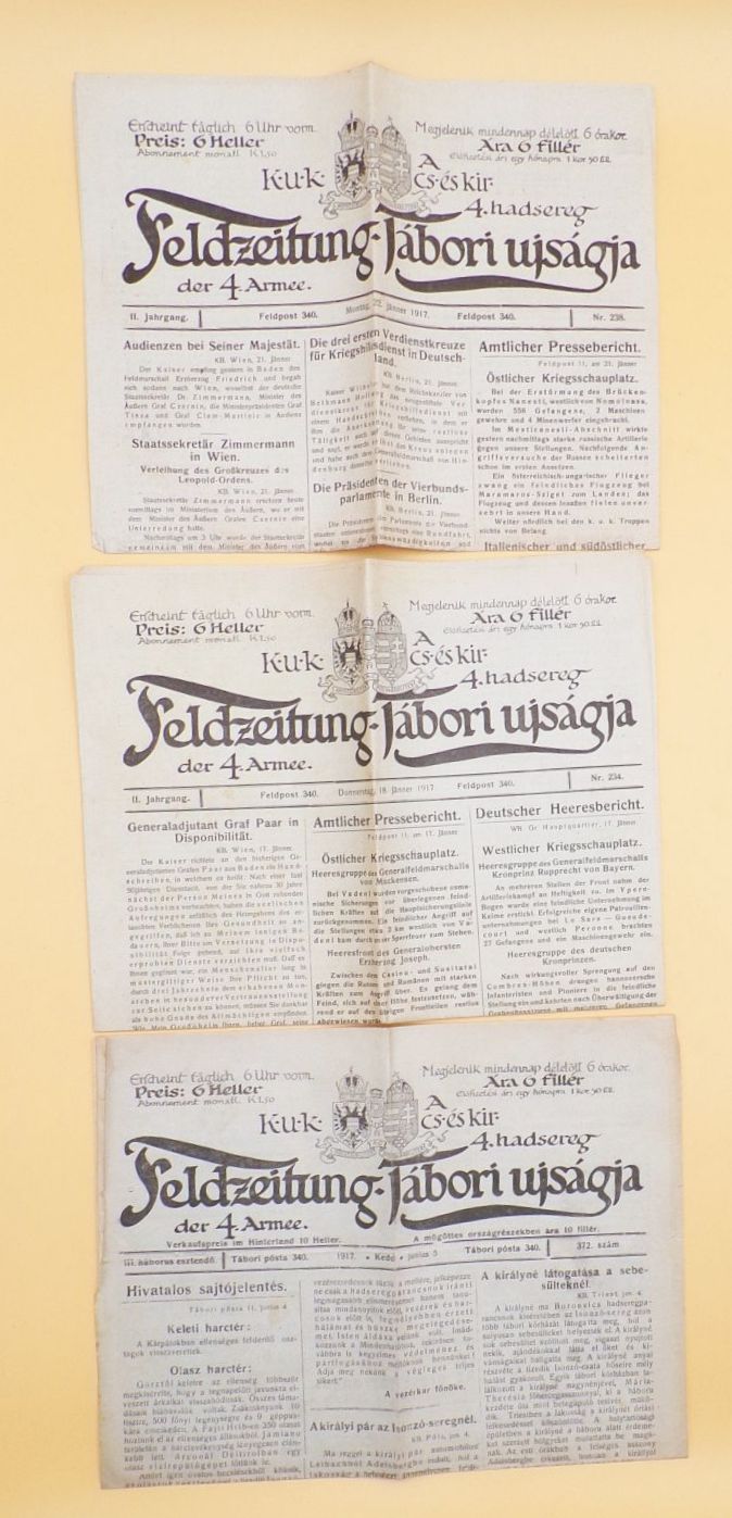Kuk Feldzeitung Jabori ujsagia Feldpost 340 1917 1 Weltkrieg 