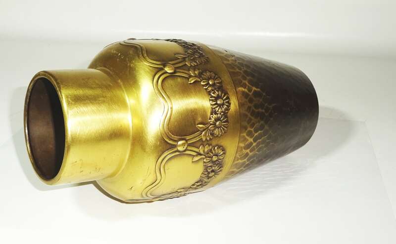 WMF Jugendstil Vase 112 Straußenmarke Messing 