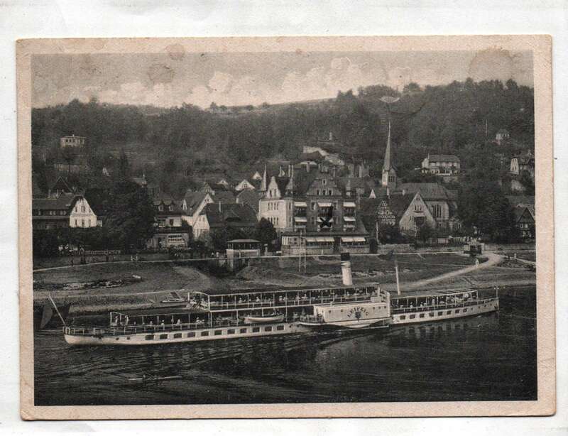 Ak Sächsische Schweiz Stadt Wehlen mit Dampfer Leipzig 1949