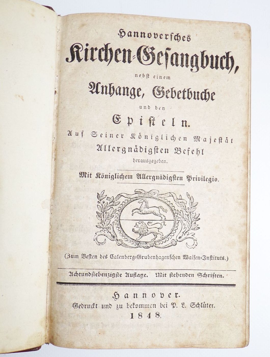 Hannoversches Kirchen Gesangbuch 1848 Hannoversches Kirchen Gesangbuch 1848