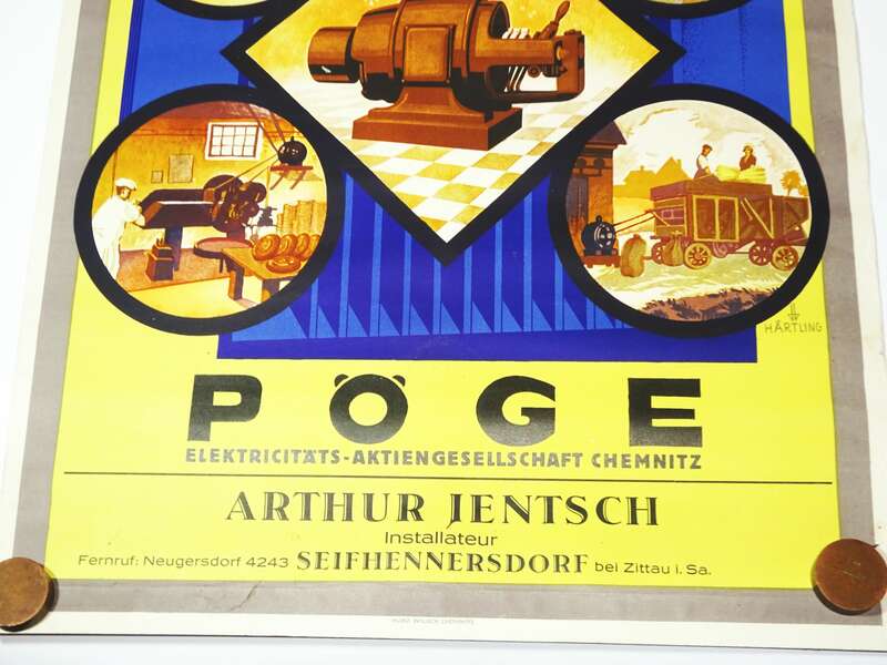 Plakat Elektromotoren Röge Chemnitz Jentsch Seifhennersdorf Härtling 1930er