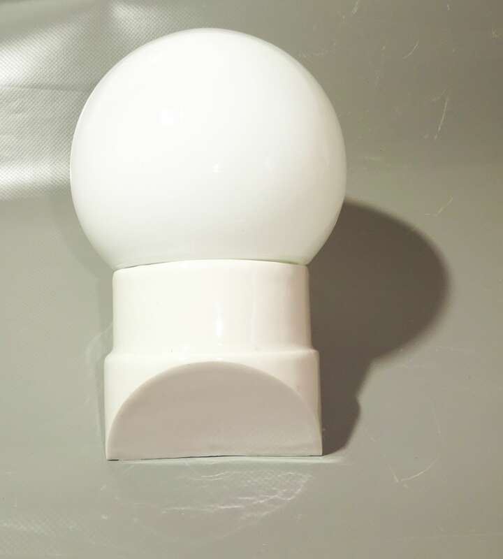 Old Kugellampe Porzellan Glas Weiss Leuchte Wandlampe Vintage 