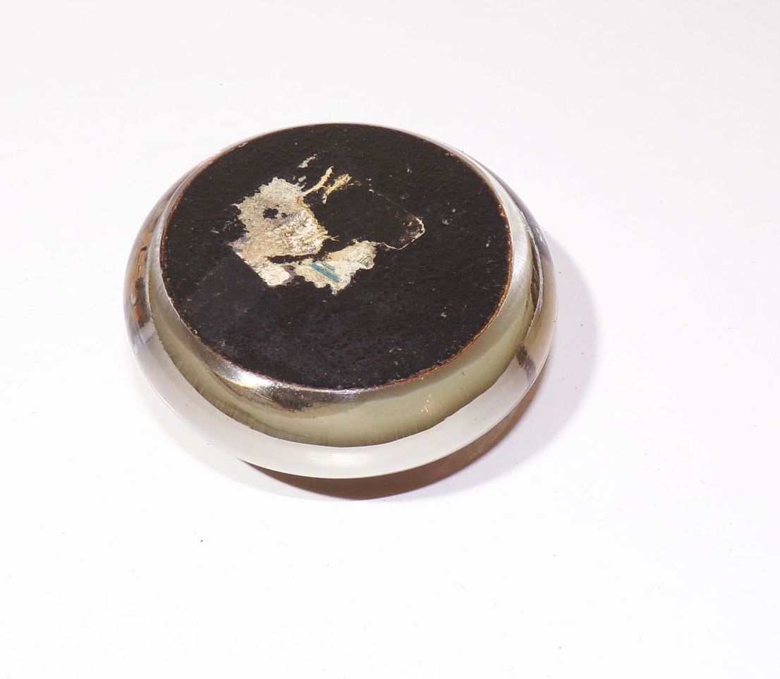 Alter Briefbeschwerer Berggießhübel Andenken Glas paperweight 