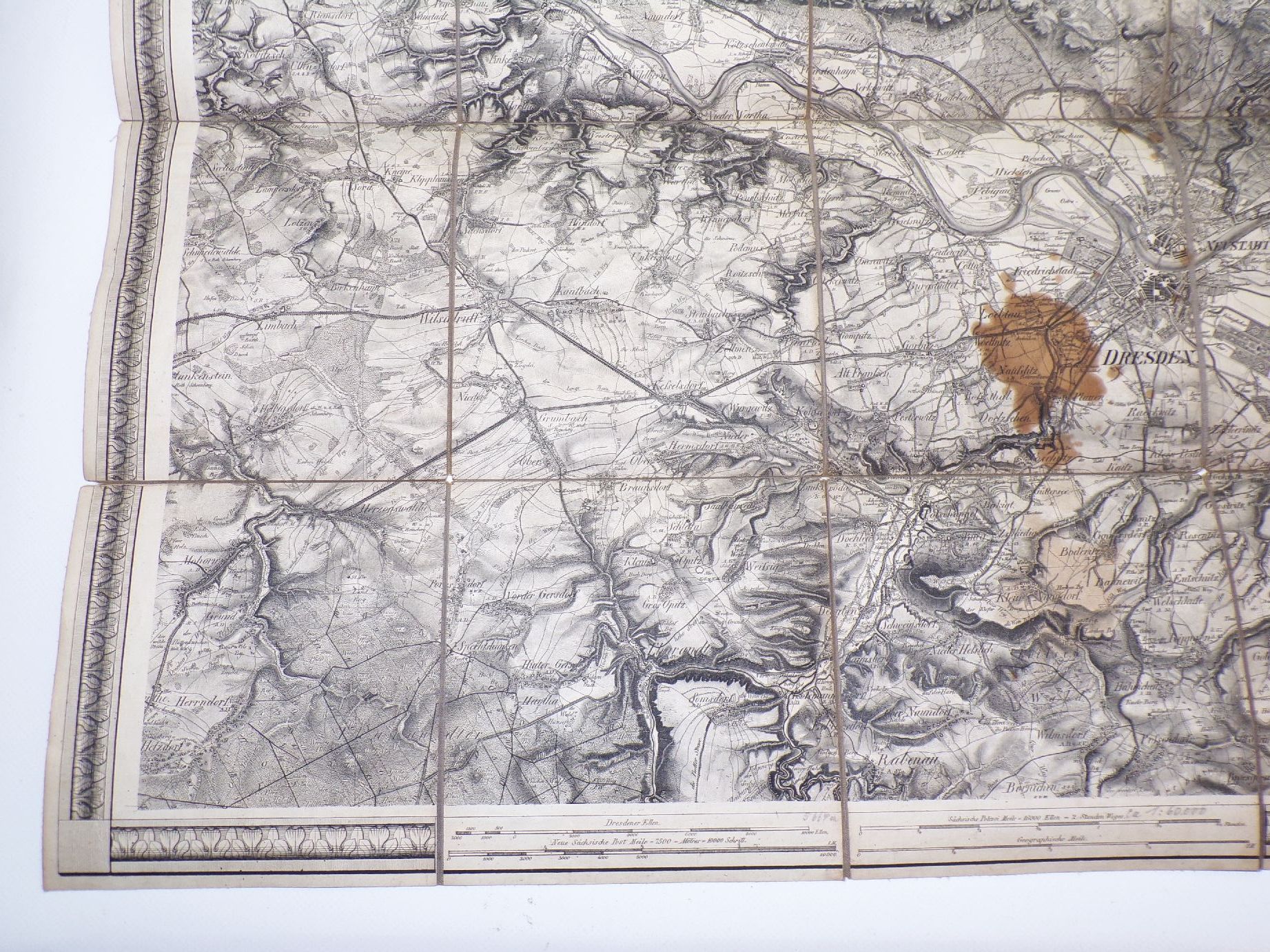 Manöverplan kgl sächsischen Truppen bei Dresden 1857 Militär Landkarte