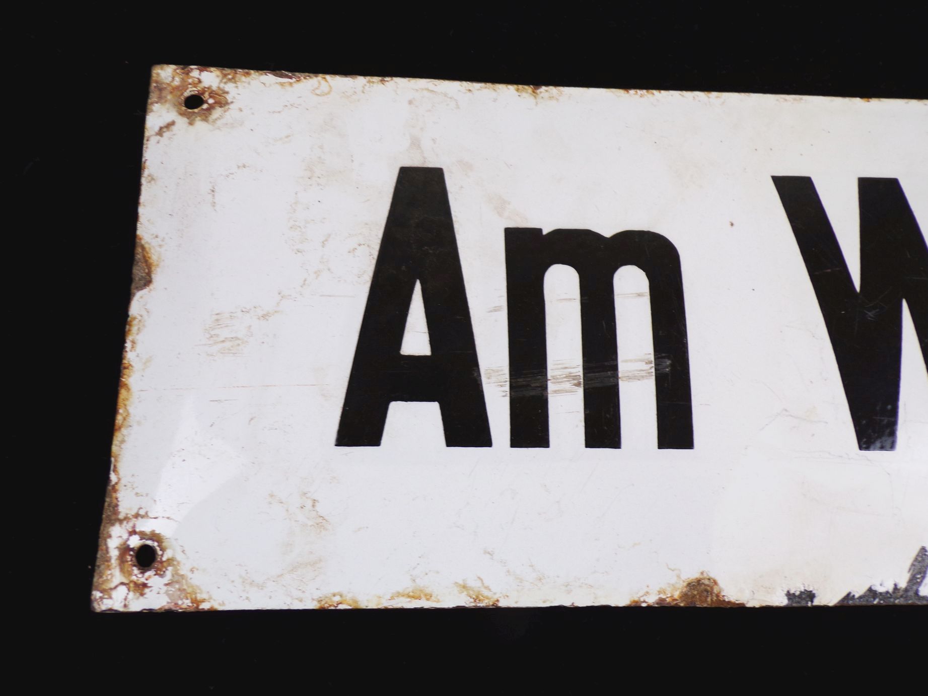 Altes Emailschild Am Wehr Straßenschild 