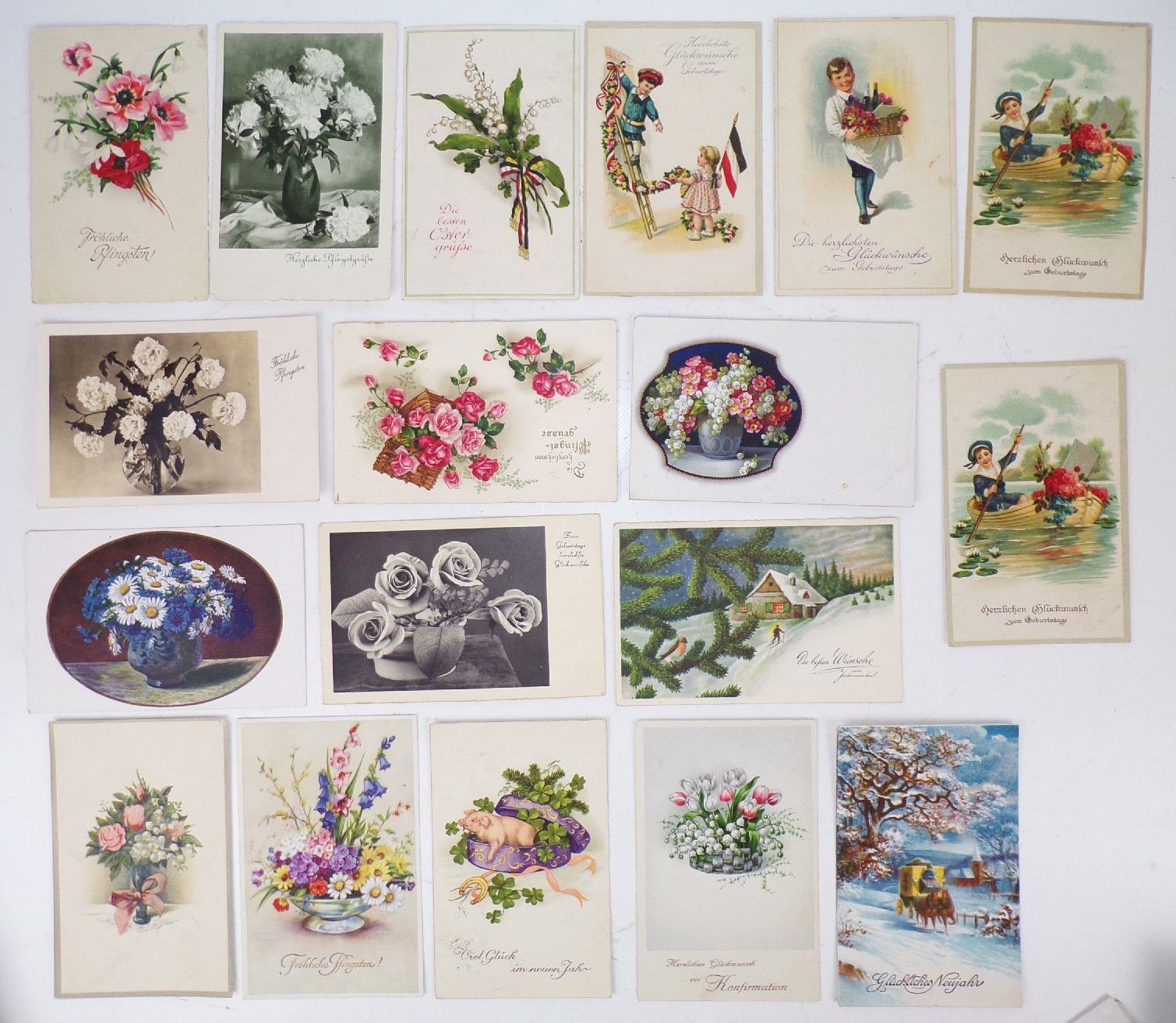Konvolut 200 Glückwunsch Ansichtskarten Kitsch vor 1945