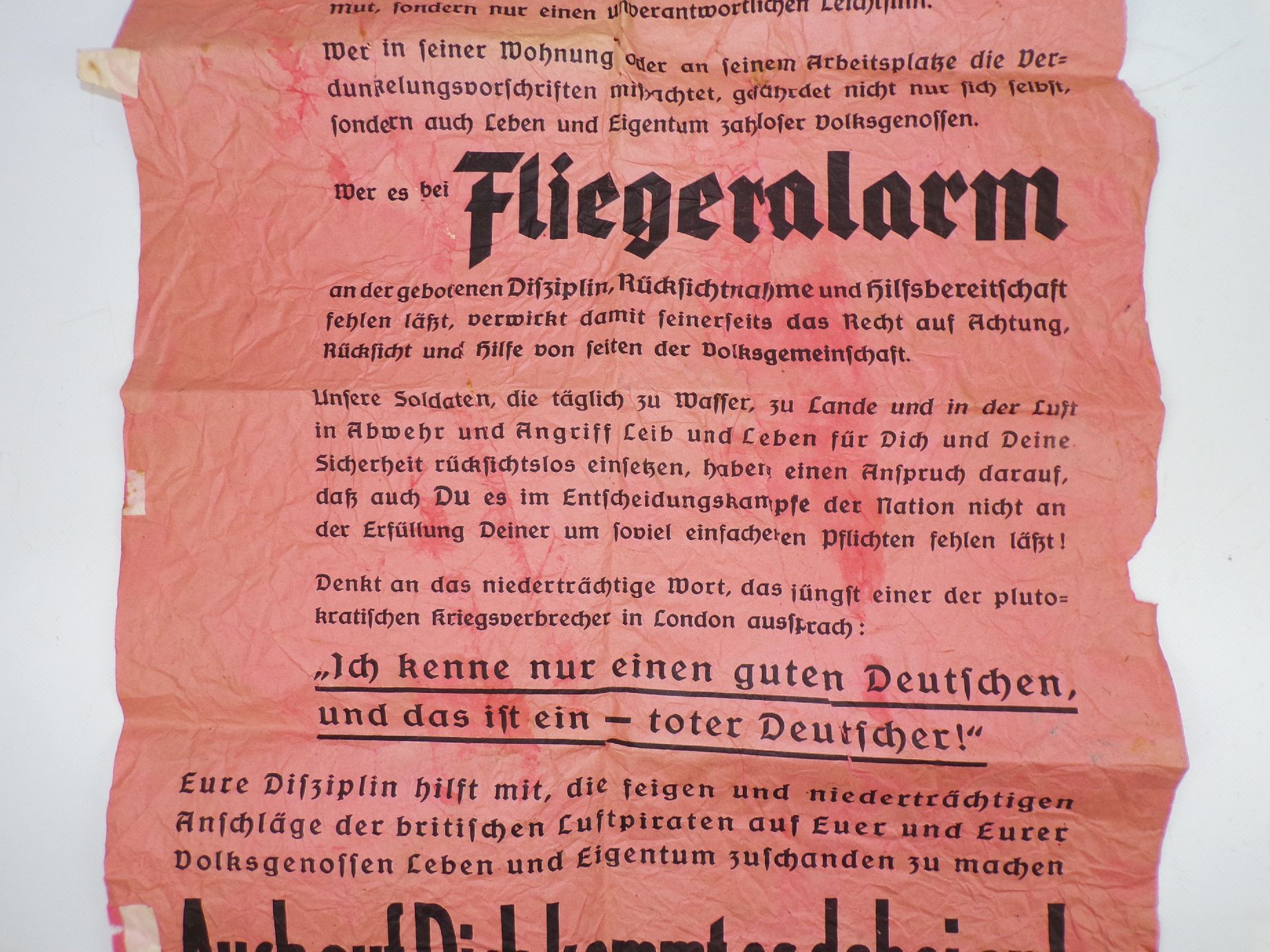 Originales Luftschutz Plakat 2 Weltkrieg Fliegeralarm Aushang Originales Luftschutz Plakat 2 Weltkrieg Fliegeralarm Aushang