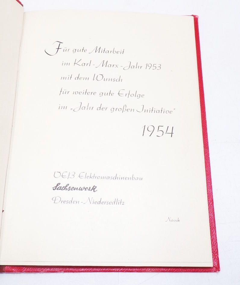 Karl Marx Jahr 1953 Sachsenwerk Niedersedlitz 2 Stück 