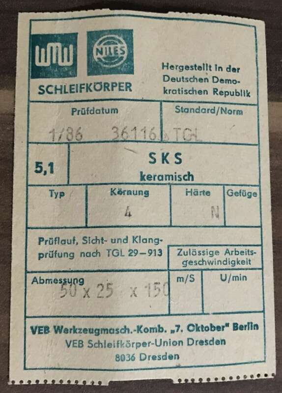 Schleifstein DDR 150x25x50mm VEB Schleifkörper Härte N Körnung 4 Abziehstein