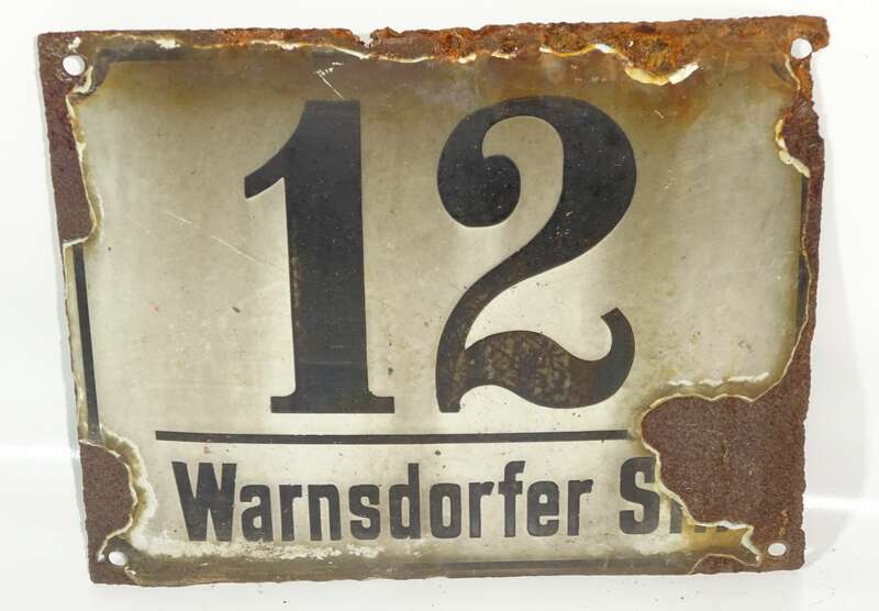Emailschild 12 Warnsdorfer Straße Hausnummer vor 1945 Sachsen Oberlausitz Varnsdorf Böhmen