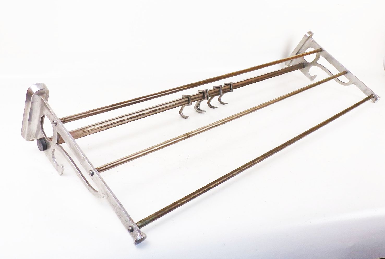 Alte Garderobe Hutablage Fleischerhaken Aluminium Industriedesign Loft