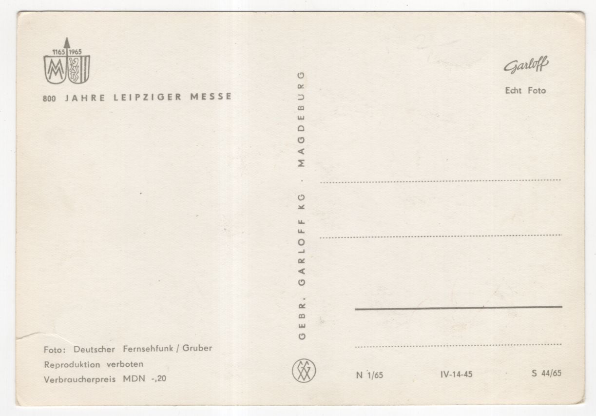 Ak Sandmännchen und Messemännchen in Leipzig DDR 1965 Ak Sandmännchen und Messemännchen in Leipzig DDR 1965