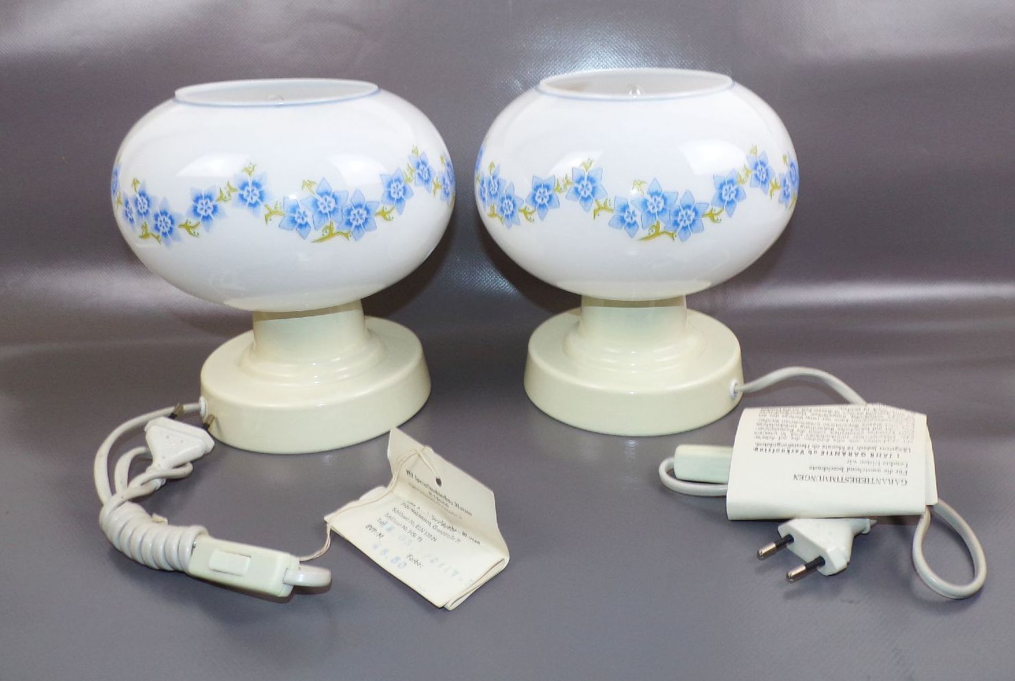 DDR Tischlampe 2 Stück Set VEB Spezialleuchtenbau Wurzen Unbenutzt NOS Blumen 